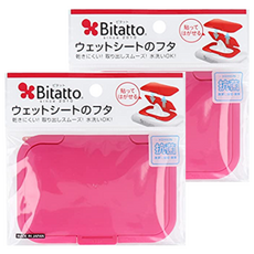 Bitatto 必貼妥 一般系列 重覆黏貼濕紙巾專用盒蓋 - 日本原裝進口, 多種顏色, 攜帶便利, 可保持濕紙巾濕度, 12*8.2cm, 草莓色, 5個