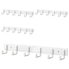 Hanbom Nuri 免鑽孔 黏貼式 多用途 壁掛式 掛鉤 衣架 6勾, 白色, 4個