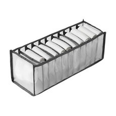 超級好批 透明網格抽屜分隔收納盒 11格內衣褲收納 12x12x32cm 2入, 2個, 12 x 12 x 32cm