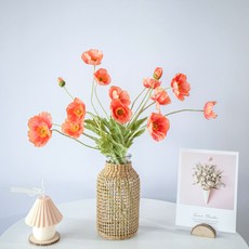 Señor Kim 人造花 優質罌粟花, 珊瑚色