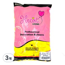 네오텍스 하트풍선 30cm 50p, 스탠다드 옐로우, 3개