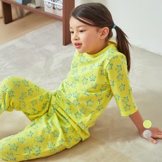 LollyTree 兒童提花微笑星星七分印花居家服上下套裝