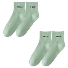 소니오 여성용 스마일 레터링 패션 양말 2켤레 세트