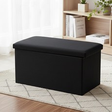 마메 접이식 다용도 패브릭 스툴 수납 의자, 블랙, 1개