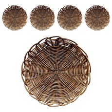 Rattan Shop Rattan 圓形多用途藤籃托盤 J046H, 棕色, 5個