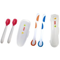 fisher-price 費雪 感溫湯匙 2支+收納盒 2個+幼兒後期湯匙 2支, 隨機出貨(收納盒), 1組