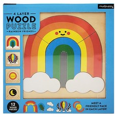 mudpuppy 4層木質拼圖 彩虹夥伴 36片 1盒