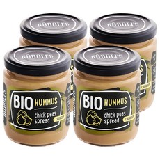 RUDOLFS 유기농 후무스 병아리콩 스프레드, 230g, 4개