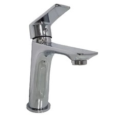 LEADER 麗達 銅材質 單孔面盆冷熱龍頭 附45cm進水管 LBE-C105 電鍍亮面 1150g, 1組