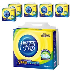 得意 連續抽取式花紋衛生紙 柔軟升級 細緻棉柔 400度高溫殺菌處理, 12包, 6袋