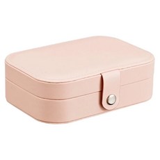 飾品收納盒 長款, 9.5cmx9.5cmx4.5cm, 皮革金屬材質, 多格收納, 櫻花粉