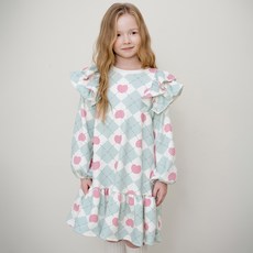 andiapple 女童 Loving You 愛心厚刷毛連身裙