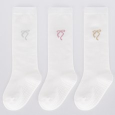 NO DESIGN 幼兒用全尺寸防滑止滑蝴蝶結及膝襪襪子 3雙入