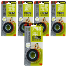 3M Scotch 超強力VHB雙面膠帶 塑膠專用, 超強黏性 適用於戶外環境 材質強韌可承重 具優異的柔軟性 角落、接縫處皆可服貼, V1202, 5個