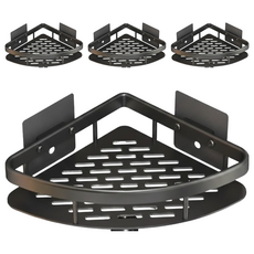 浴室置物架 加厚款三角架 無痕貼, 經典黑, 4個