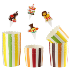 CHEFMADE 學廚 蛋糕紙杯 Set附插卡 馬戲團系列 耐高溫用紙 蛋糕杯/瑪芬杯/子蛋糕, 25入, 1組