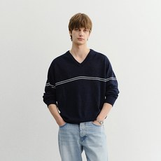Dunst 男士V領條紋毛衣 UDSW6B124