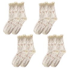 소니오 여성용 레이스 리본 패션 양말 4켤레 세트