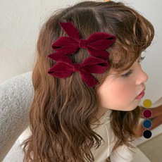 chenny bongbong Celeste 絲絨蝴蝶結髮夾 2入