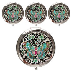 貝殼螺鈿漆器單觸式手拿鏡, 唐草蝴蝶, 4個