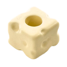 WARM HOUSE DECOR 暖&和家居 起司造型牙刷架, 陶瓷牙刷收納, 普通牙刷款, 孔徑1.9cm/深3.3cm, 奶油黃, 1個