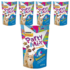 Friskies 喜躍 Party Mix 香酥餅 貓零食 鮪魚、鮭魚和小 snapper 口味, 海洋鮮味, 60g, 5包