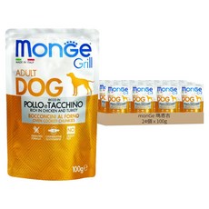 monGe 瑪恩吉 Grill 炙燒肉塊無穀主食犬餐包 成犬, 24個, 100g, 雞肉 + 火雞肉