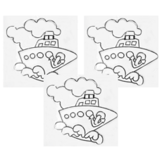 AMOS 阿摩司 壓克力模型版-S17 輪船, 適用年齡: 三歲以上, 輪船 透明 + 黑色, 3個