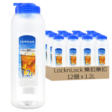 LocknLock 樂扣樂扣 PET冷水壺, 透明色 + 藍色, 1.2L, 12個