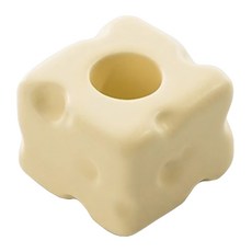 WARM HOUSE DECOR 暖&和家居 起司造型牙刷架 電動牙刷款 單孔 陶瓷 牙刷收納, 奶油黃, 1個