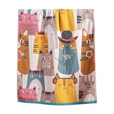 純棉五層紗浴巾 大尺寸(140 x 70cm) 摩登貓浴巾, 摩登貓 多色, 1條