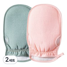 Cozywell 手套式搓澡巾 2件組 WA5046, 2套, 綠色, 粉紅色