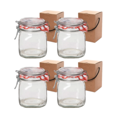 Bormioli Rocco Clear Top 玻璃儲存瓶 4入 + 禮盒 4入, 750ml, 1套