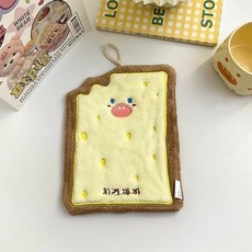 暖&和家居 韓版可愛卡通擦手巾 珊瑚絨吸水擦手巾 19x25cm, 起司餅乾 黃色 + 棕色, 4條