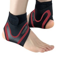 코지웰 스포츠 발목 보호대 좌우 세트, 1세트, 레드