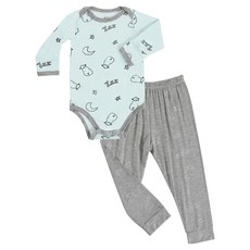 baa baa sheepz 抱抱羊 短袖包屁衣套裝, 6~12個月, 甜夢藍