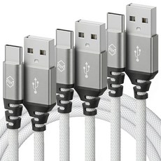 SINJIMORU Type-C網眼快速充電線 3入, 2m, 白色