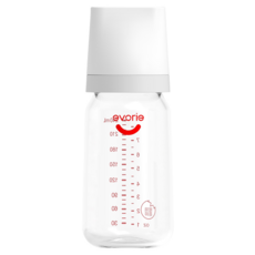 evorie 愛得利 玻璃寬口徑奶瓶 6個月以上, 白色, 240ml, 1個