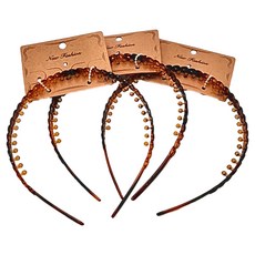 SY 基本款髮箍 SY12141 3個, 愛心焦糖, 1組