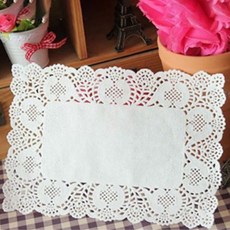 LivingDA 方形花邊桌巾紙 30*40cm 100入, 單色, 2套