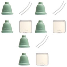 LALABY Combi矽膠吸管帽含收納盒組, 3組, 綠色