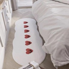 WARM HOUSE DECOR 暖&和家居 北歐風愛心小熊羊絨地墊 舒適吸水防滑門口腳踏墊 (40x60cm), 愛心不規則長條, 120 x 40cm, 1個