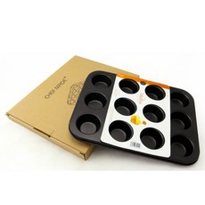 Chefmade學廚 12連瑪芬蛋糕模 WK116260 黑色, 25.5 x 19.6 x 2.1cm, 1個