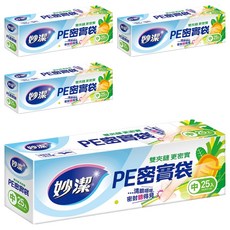 妙潔 PE密實袋, 中(20.5 x 18cm), 25個, 4盒