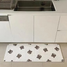 WARM HOUSE DECOR 暖&和家居 北歐地墊, 小熊/愛心圖案, 滌綸吸水腳踏墊, 120 x 40cm, 小熊長條, 1個