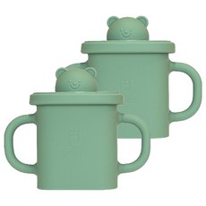 모두아이 실리콘 곰돌이 사각 스파우트컵, 민트, 2개, 350ml