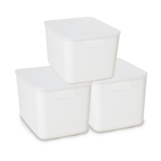 MONOFLAT 收納置物箱 兩側手提款 L, 白色的, 3個