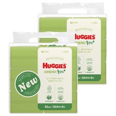 하기스 내츄럴케어 플러스 물티슈 캡형, 60g, 64매, 12개