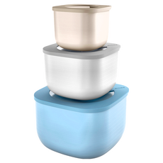 guzzini 常鮮盒高身3入組, 防漏密封保鮮盒, 耐熱100°C, 耐冷零下20°C, 適用於微波爐、冰箱, 大(2.8L) + 中(1550ml) + 小(750ml), 1組