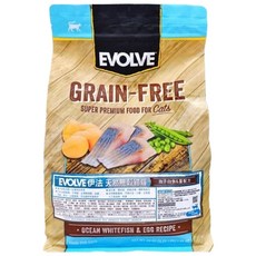 EVOLVE PET FOOD 天然無穀貓糧, 海洋白魚 + 蛋, 1.24kg, 1袋